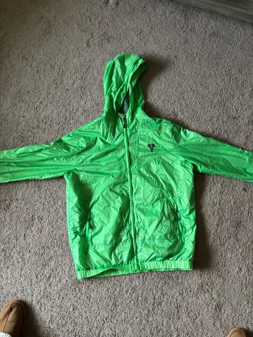 Nike Bright Green Hooded Windbreaker with Black Accents